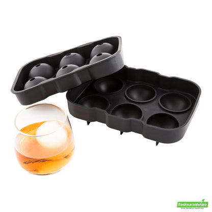Wholesale Restaurantware Bar Lux Black Silicone Ice Mold - 2 Sphere, 6 Compartments- Bulk