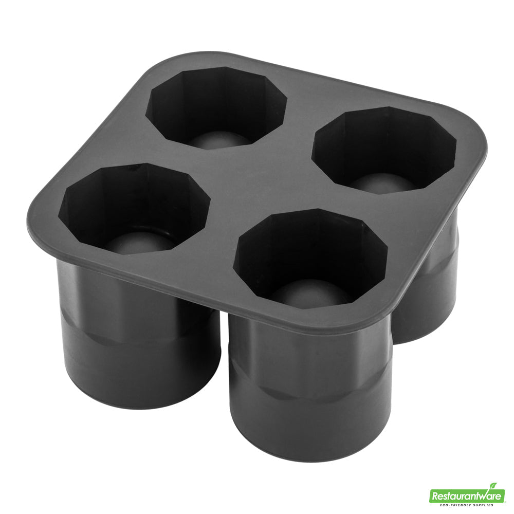 Wholesale Restaurantware Bar Lux Black Silicone Ice Mold - Shot Glass, 4 Compartments- Bulk
