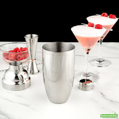 Wholesale Restaurantware Bar Lux 24 Oz Stainless Steel Cobbler Shaker - Mirrored Finish- Bulk