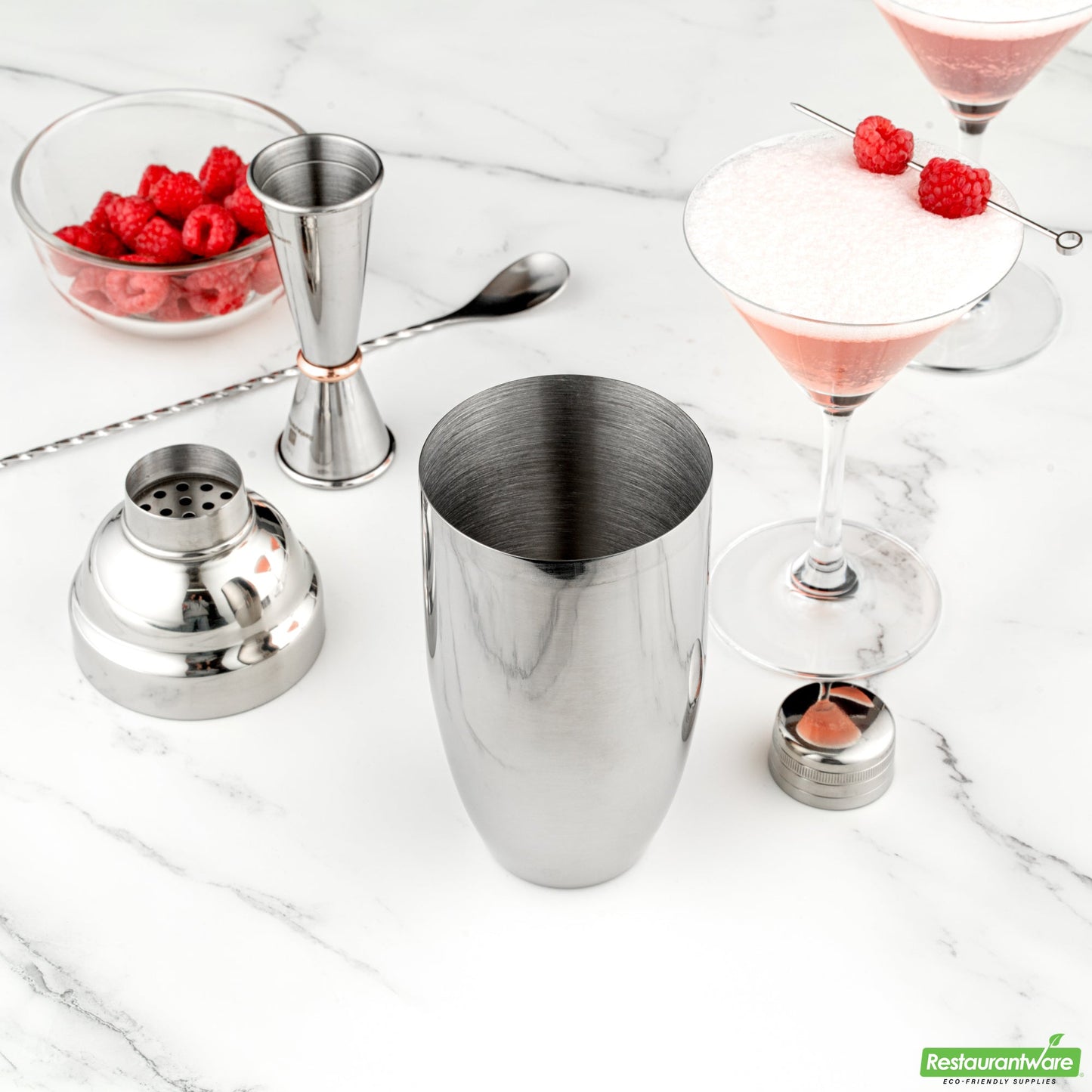 Wholesale Restaurantware Bar Lux 24 Oz Stainless Steel Cobbler Shaker - Mirrored Finish- Bulk