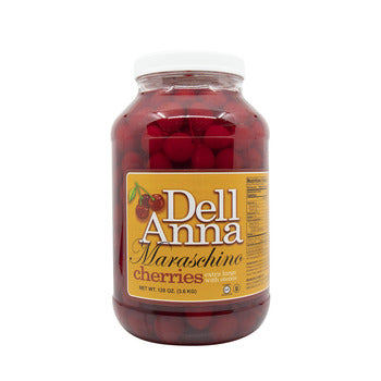 Wholesale Dell Anna Extra Large Maraschino Cherries with Stem 128oz- Bulk