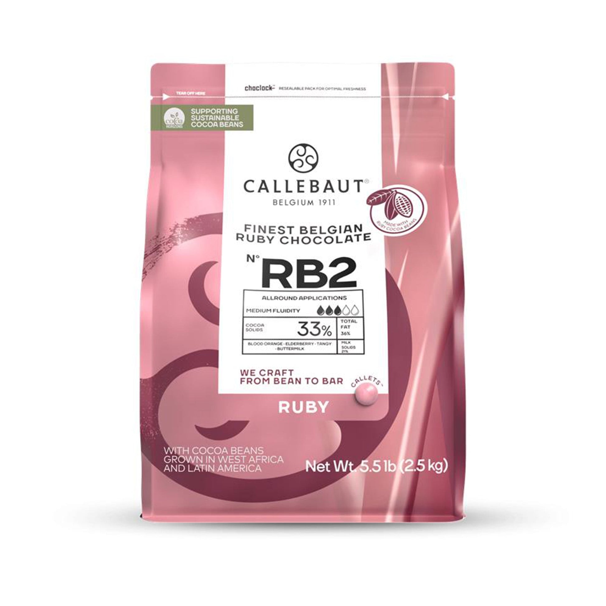 Wholesale Barry Callebaut Callebaut 33% Ruby Chocolate, Rb2 2.5kg- Bulk