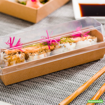 Wholesale Restaurantware Matsuri Vision Clear Plastic Lid - Fits Small Maki Sushi Container- Bulk