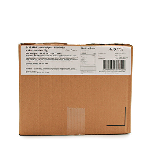 Wholesale Mademoiselle Desserts White Chocolate Filled Cocoa Powder Beignet- Bulk