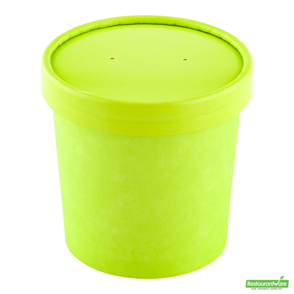 Wholesale Restaurantware Bio Tek Round Eco Green Paper Soup Container Lid - Fits 12 Oz- Bulk