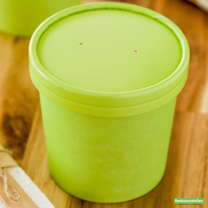 Wholesale Restaurantware Bio Tek Round Eco Green Paper Soup Container Lid - Fits 12 Oz- Bulk