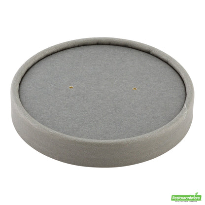 Wholesale Restaurantware Bio Tek Round Gray Paper Soup Container Lid - Fits 12 oz- Bulk