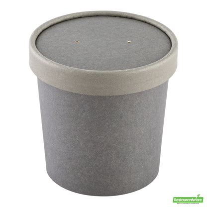 Wholesale Restaurantware Bio Tek Round Gray Paper Soup Container Lid - Fits 12 oz- Bulk