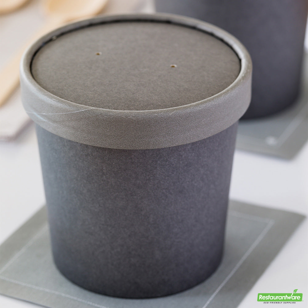 Wholesale Restaurantware Bio Tek Round Gray Paper Soup Container Lid - Fits 12 oz- Bulk