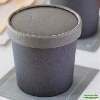 Wholesale Restaurantware Bio Tek Round Gray Paper Soup Container Lid - Fits 12 oz- Bulk