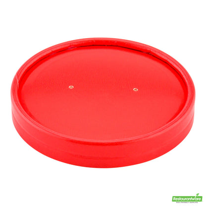 Wholesale Restaurantware Bio Tek Round Red Paper Soup Container Lid - Fits 12 oz- Bulk