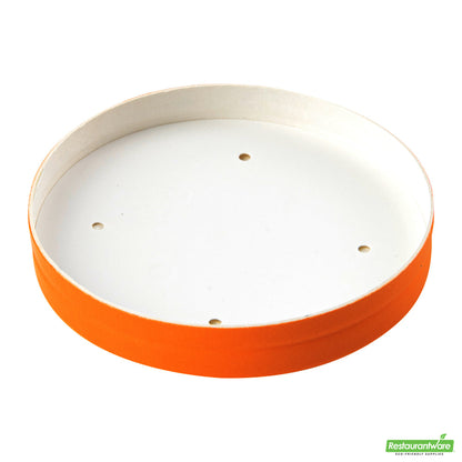 Wholesale Restaurantware Bio Tek Round Tangerine Orange Paper Soup Container Lid - Fits 12 oz- Bulk