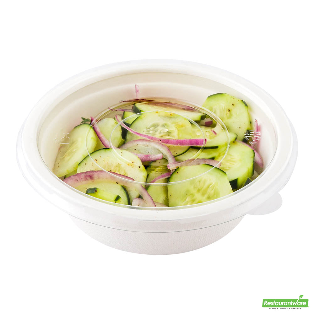 Wholesale Restaurantware Pulp Safe Round Clear Plastic Flat Lid - Fits 18 Oz Bagasse Salad Bowl- Bulk