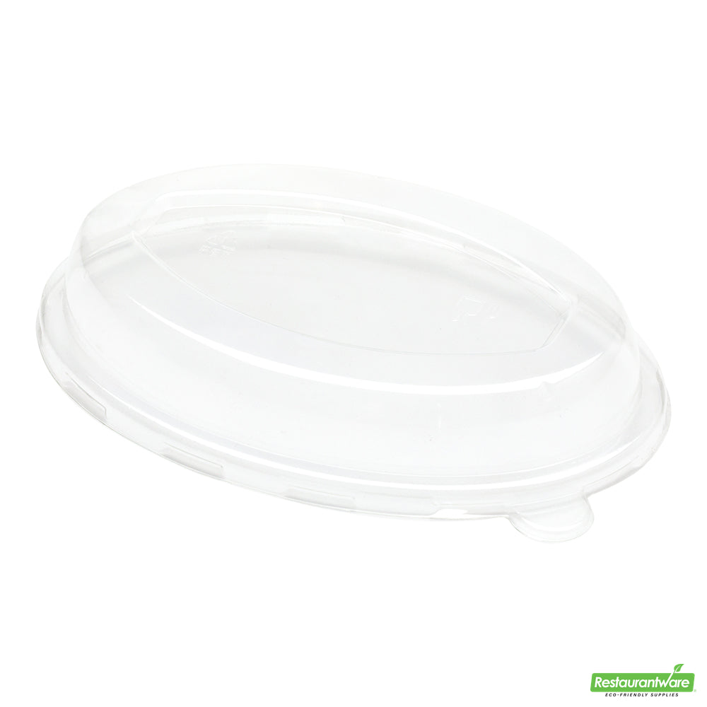 Wholesale Restaurantware Pulp Tek Oval Clear Plastic Dome Lid - Fits 18 Oz Oval Bagasse Salad Plate- Bulk