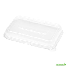 Wholesale Restaurantware Pulp Tek Rectangle Clear Plastic Dome Lid - Fits 12 and 16 Oz Bagasse Container- Bulk