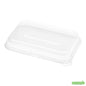 Wholesale Restaurantware Pulp Tek Rectangle Clear Plastic Dome Lid - Fits 12 and 16 Oz Bagasse Container- Bulk