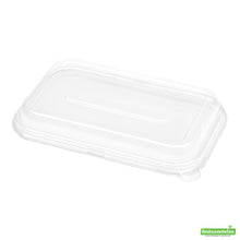 Wholesale Restaurantware Pulp Tek Rectangle Clear Plastic Dome Lid - Fits 24 and 32 Oz Bagasse Container- Bulk