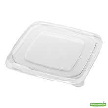 Wholesale Restaurantware Pulp Tek Square Clear Plastic Flat Lid - Fits 24, 32 and 42 oz Bagasse Tall Bowl- Bulk