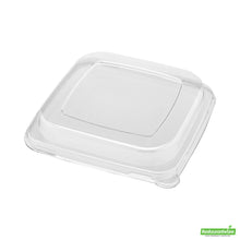 Wholesale Restaurantware Pulp Tek Square Clear Plastic Dome Lid - Fits 24, 32 and 42 oz Bagasse Tall Bowl- Bulk