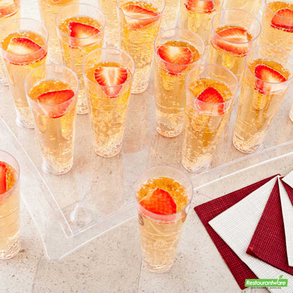 Wholesale Restaurantware Clear Plastic Serving Tray - 14 1/2" X 10 1/2" X 1" - for 5 Oz Round Tall Cocktail Glass- Bulk