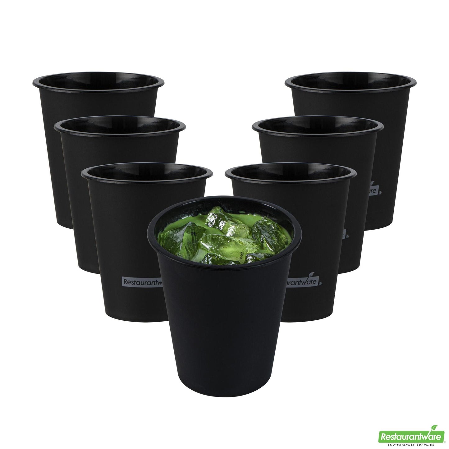 Wholesale Restaurantware 12 Oz Round Matte Black Plastic Hot / Cold Drinking Cup - 3.5" X 3.5" X 4.0"- Bulk
