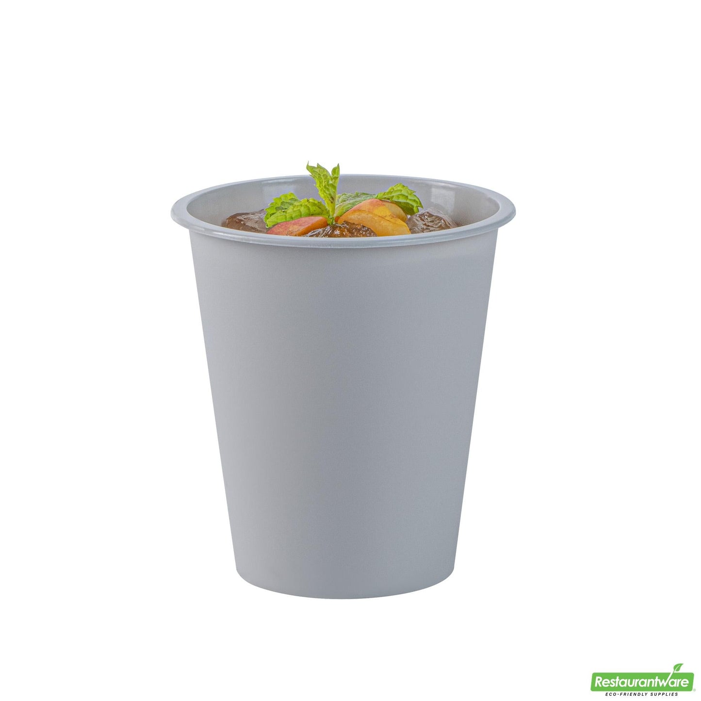 Wholesale Restaurantware 12 Oz Round Matte Gray Plastic Hot / Cold Drinking Cup - 3.5" X 3.5" X 4.0"- Bulk