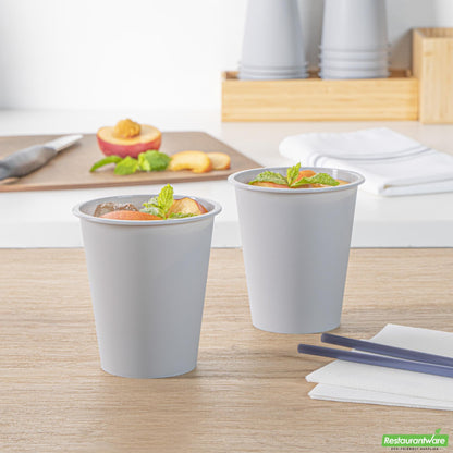 Wholesale Restaurantware 12 Oz Round Matte Gray Plastic Hot / Cold Drinking Cup - 3.5" X 3.5" X 4.0"- Bulk