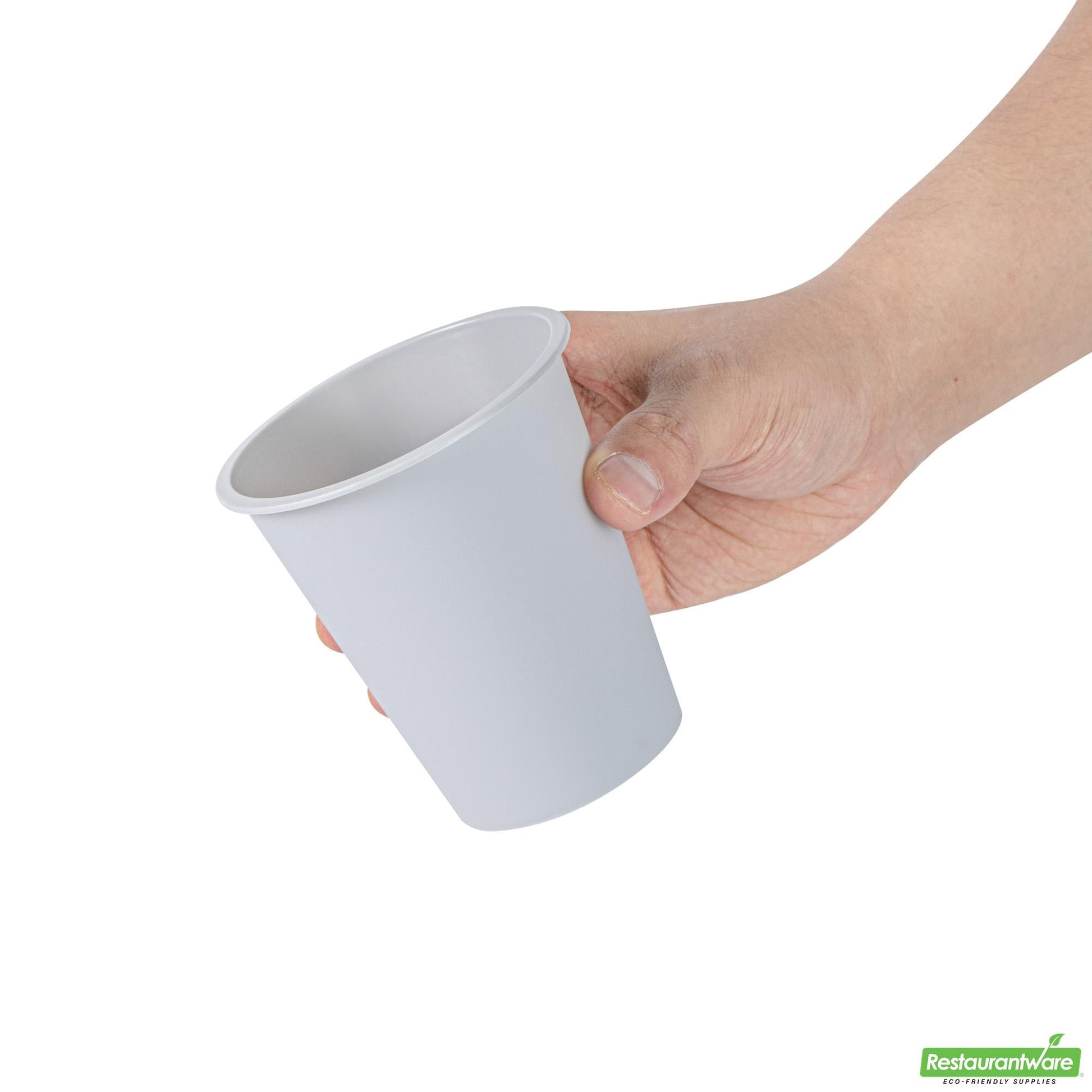 Wholesale Restaurantware 12 Oz Round Matte Gray Plastic Hot / Cold Drinking Cup - 3.5" X 3.5" X 4.0"- Bulk