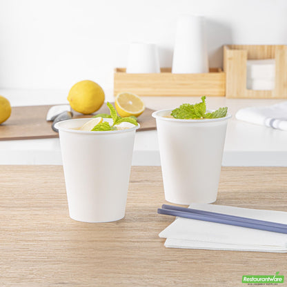 Wholesale Restaurantware 12 Oz Round Matte White Plastic Hot / Cold Drinking Cup - 3.5" X 3.5" X 4.0"- Bulk