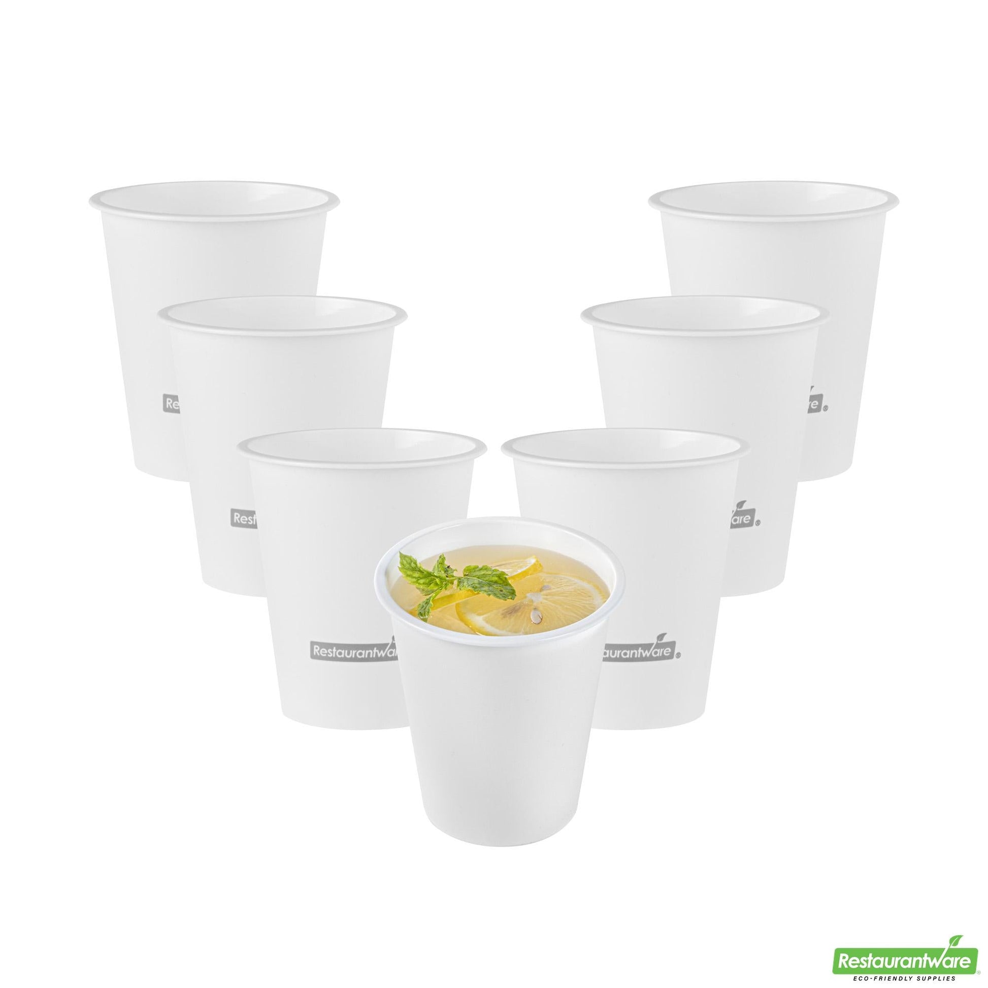 Wholesale Restaurantware 12 Oz Round Matte White Plastic Hot / Cold Drinking Cup - 3.5" X 3.5" X 4.0"- Bulk
