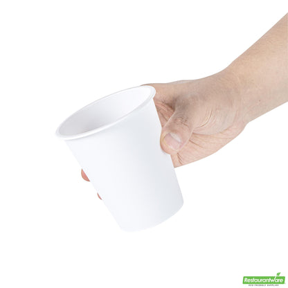 Wholesale Restaurantware 12 Oz Round Matte White Plastic Hot / Cold Drinking Cup - 3.5" X 3.5" X 4.0"- Bulk