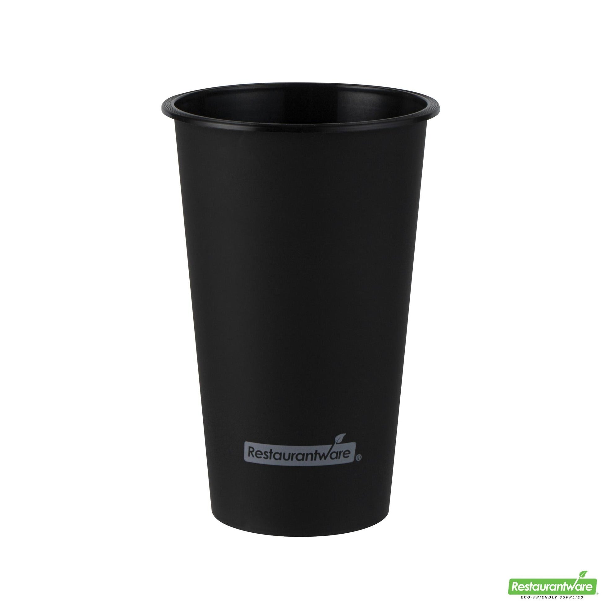 Wholesale Restaurantware 16 Oz Round Matte Black Plastic Hot / Cold Drinking Cup - 3.5" X 3.5" X 5.25"- Bulk