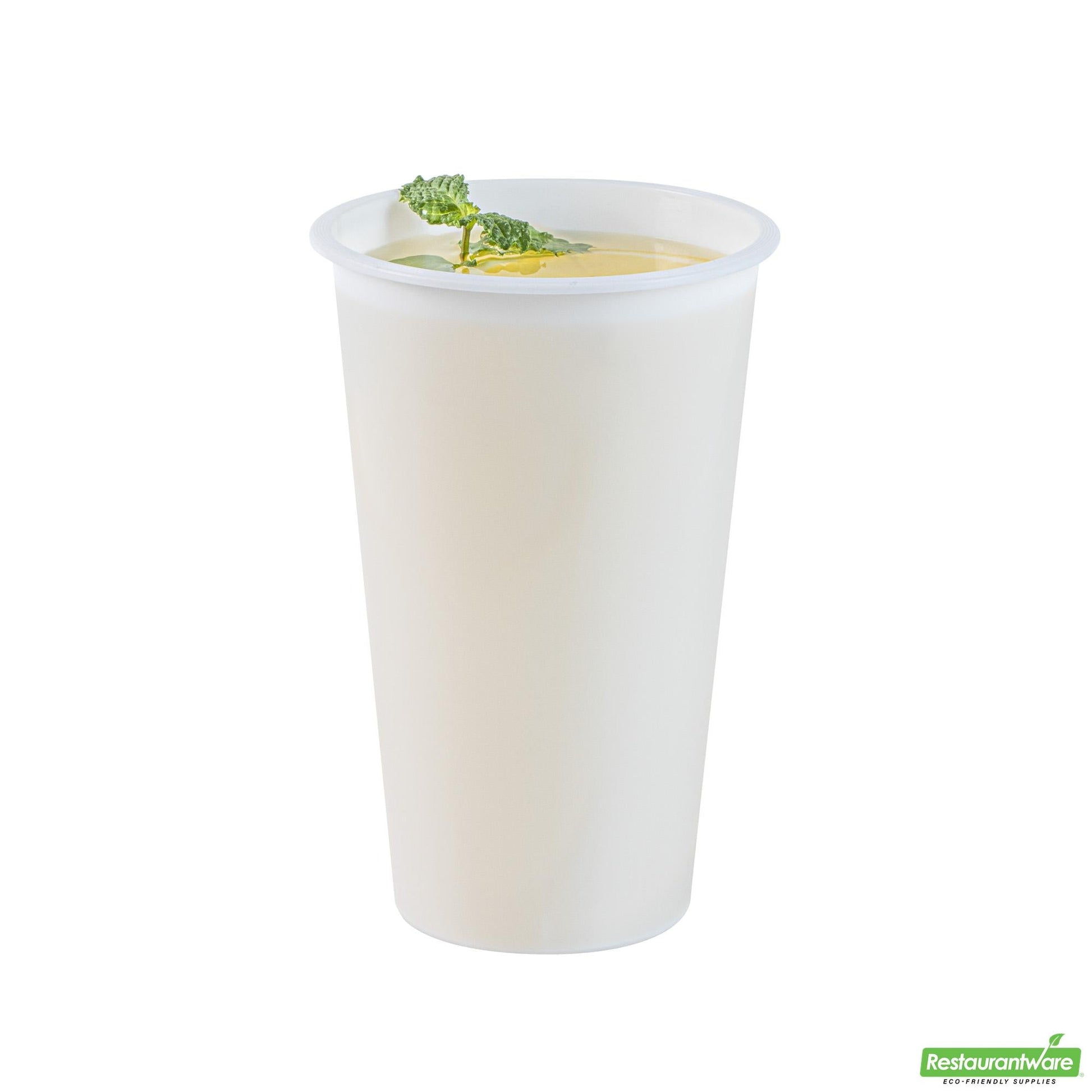 Wholesale Restaurantware 16 Oz Round Matte White Plastic Hot / Cold Drinking Cup - 3.5" X 3.5" X 5.3"- Bulk