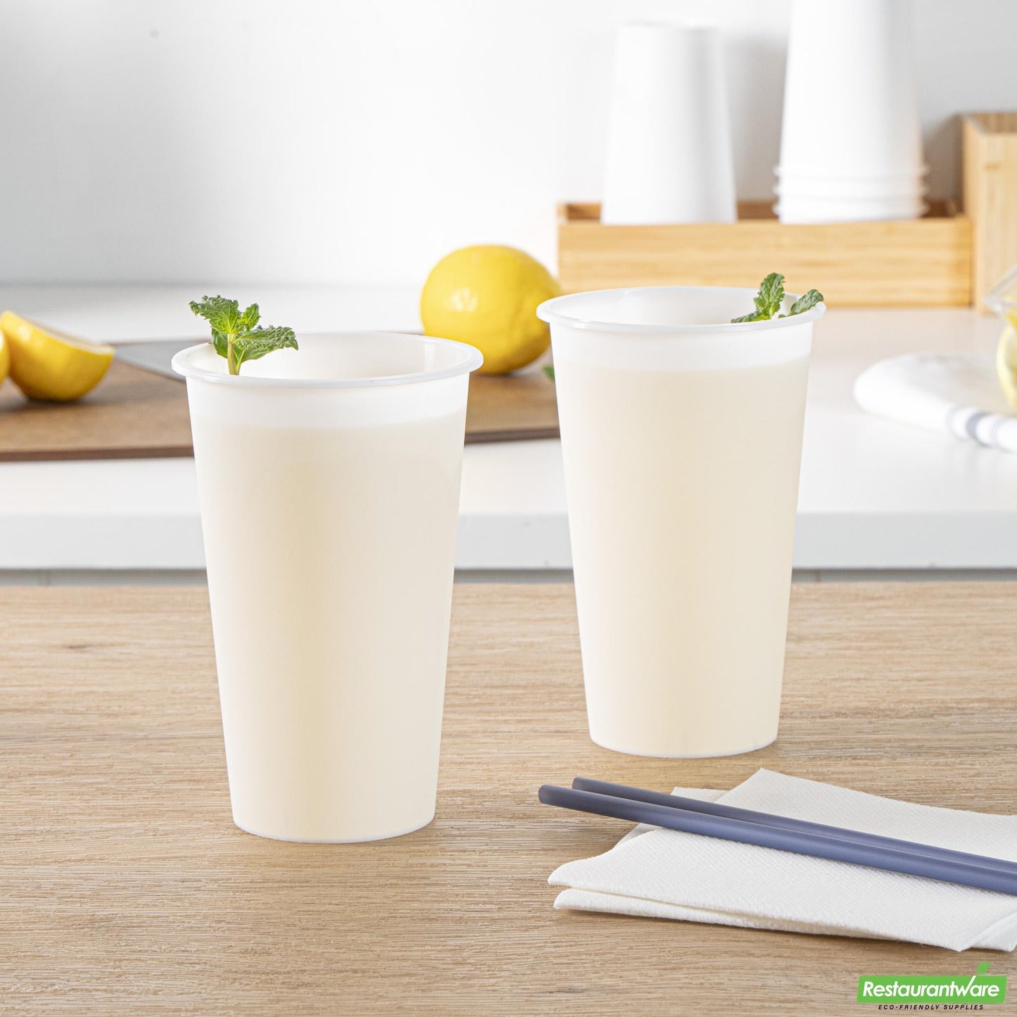 Wholesale Restaurantware 16 Oz Round Matte White Plastic Hot / Cold Drinking Cup - 3.5" X 3.5" X 5.3"- Bulk