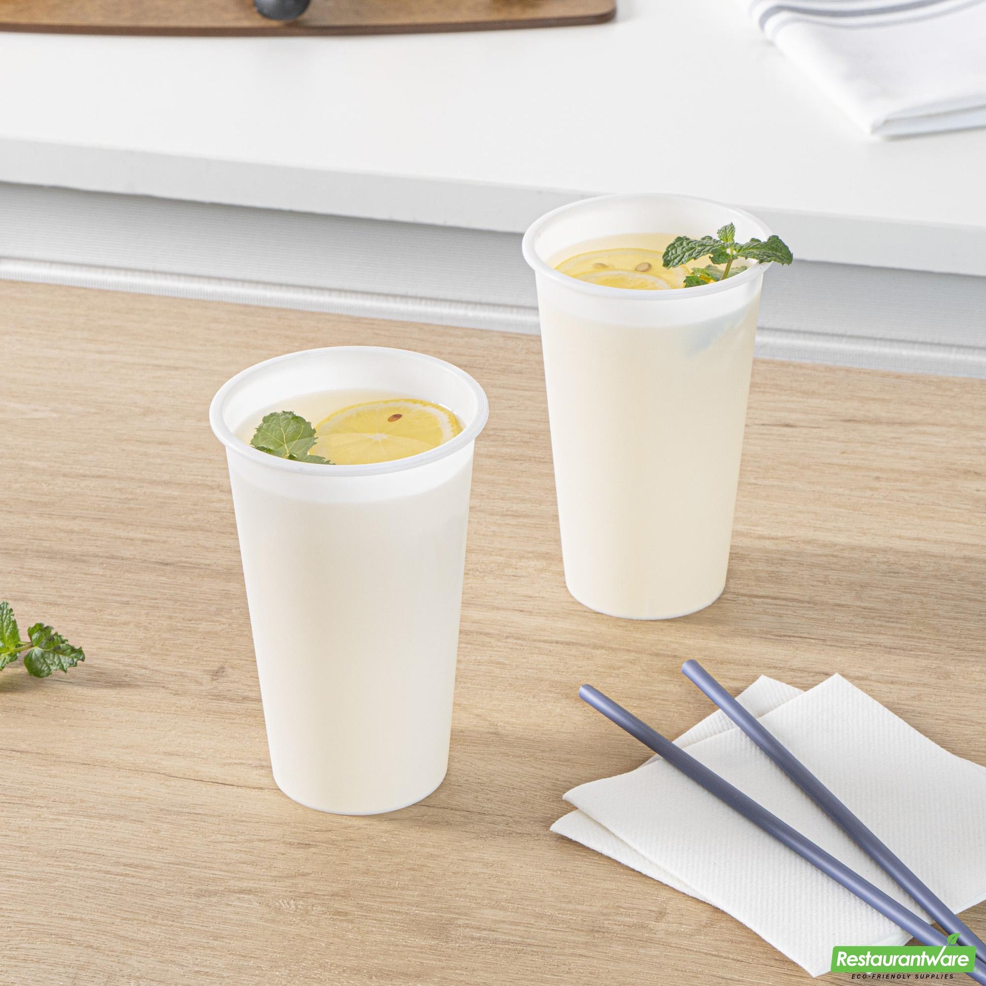 Wholesale Restaurantware 16 Oz Round Matte White Plastic Hot / Cold Drinking Cup - 3.5" X 3.5" X 5.3"- Bulk