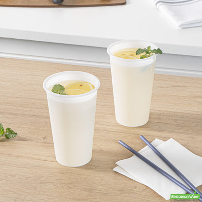 Wholesale Restaurantware 16 Oz Round Matte White Plastic Hot / Cold Drinking Cup - 3.5" X 3.5" X 5.3"- Bulk