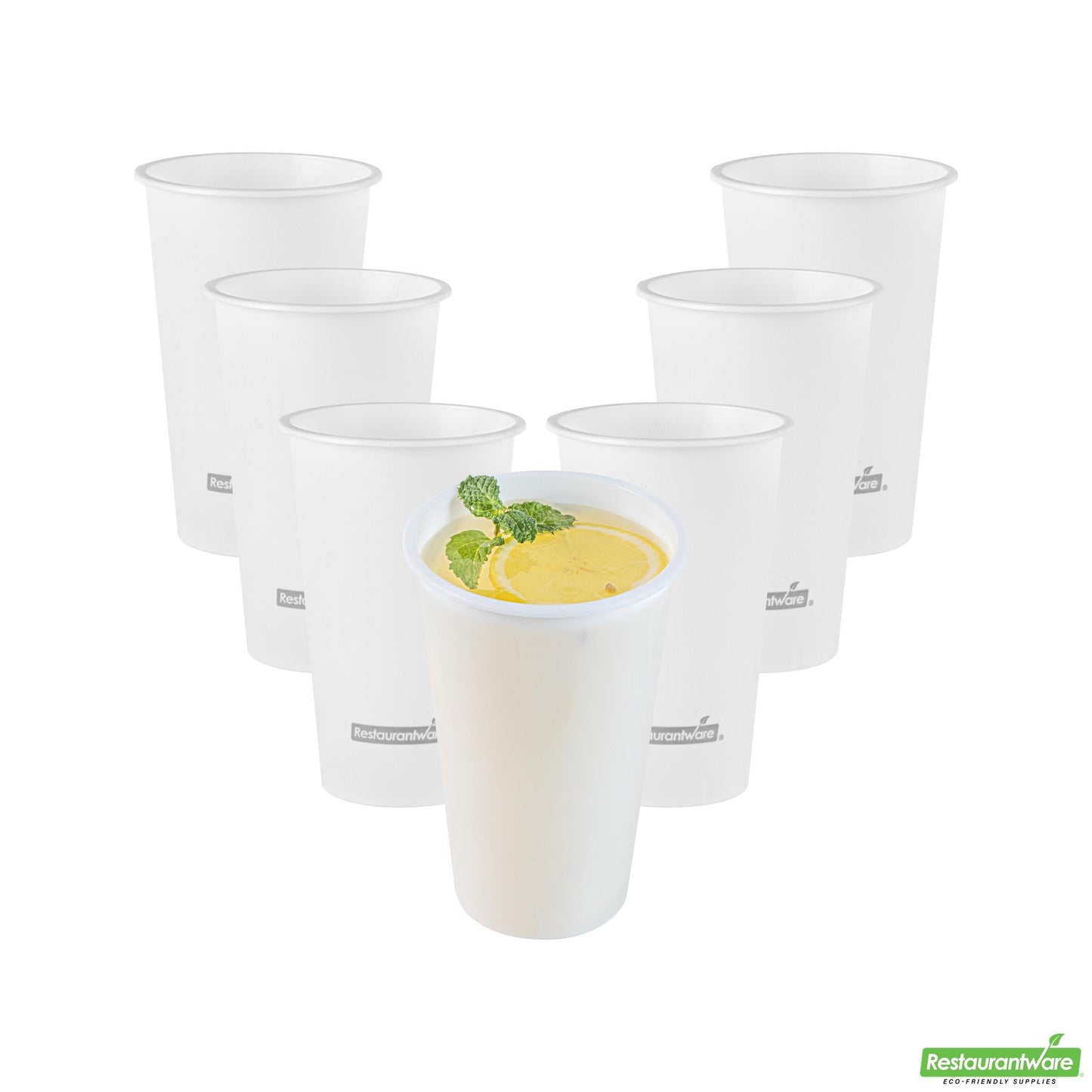 Wholesale Restaurantware 16 Oz Round Matte White Plastic Hot / Cold Drinking Cup - 3.5" X 3.5" X 5.3"- Bulk