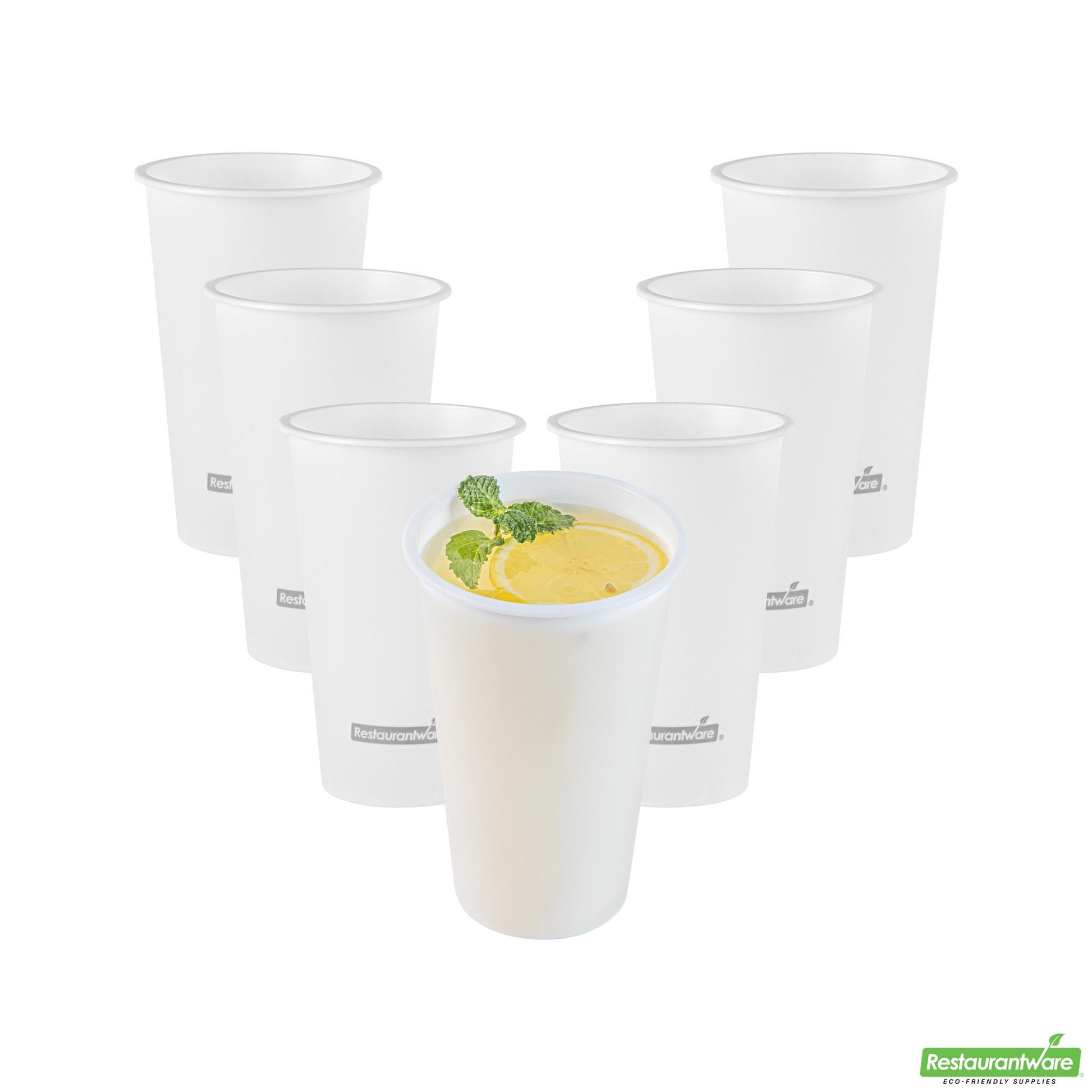 Wholesale Restaurantware 16 Oz Round Matte White Plastic Hot / Cold Drinking Cup - 3.5" X 3.5" X 5.3"- Bulk