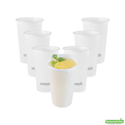 Wholesale Restaurantware 16 Oz Round Matte White Plastic Hot / Cold Drinking Cup - 3.5" X 3.5" X 5.3"- Bulk