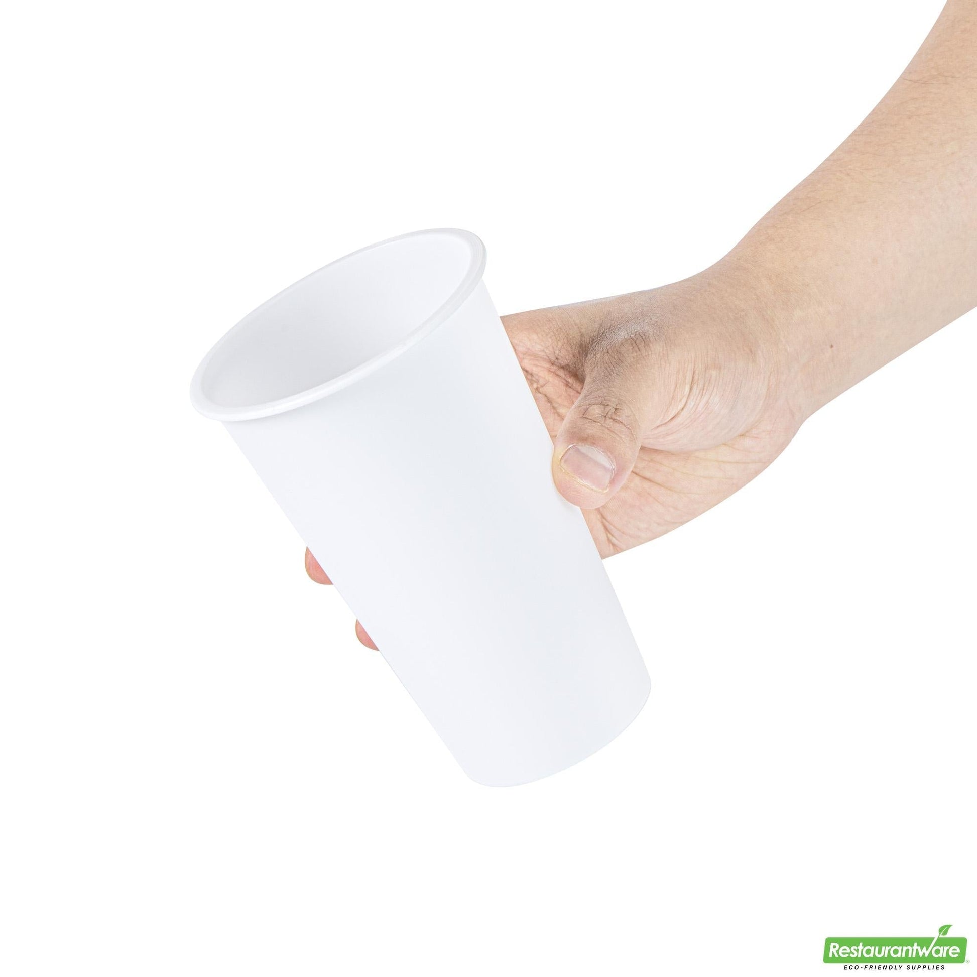 Wholesale Restaurantware 16 Oz Round Matte White Plastic Hot / Cold Drinking Cup - 3.5" X 3.5" X 5.3"- Bulk