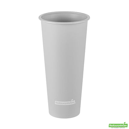 Wholesale Restaurantware 24 Oz Round Matte Gray Plastic Hot / Cold Drinking Cup - 3.5" X 3.5" X 7.0"- Bulk