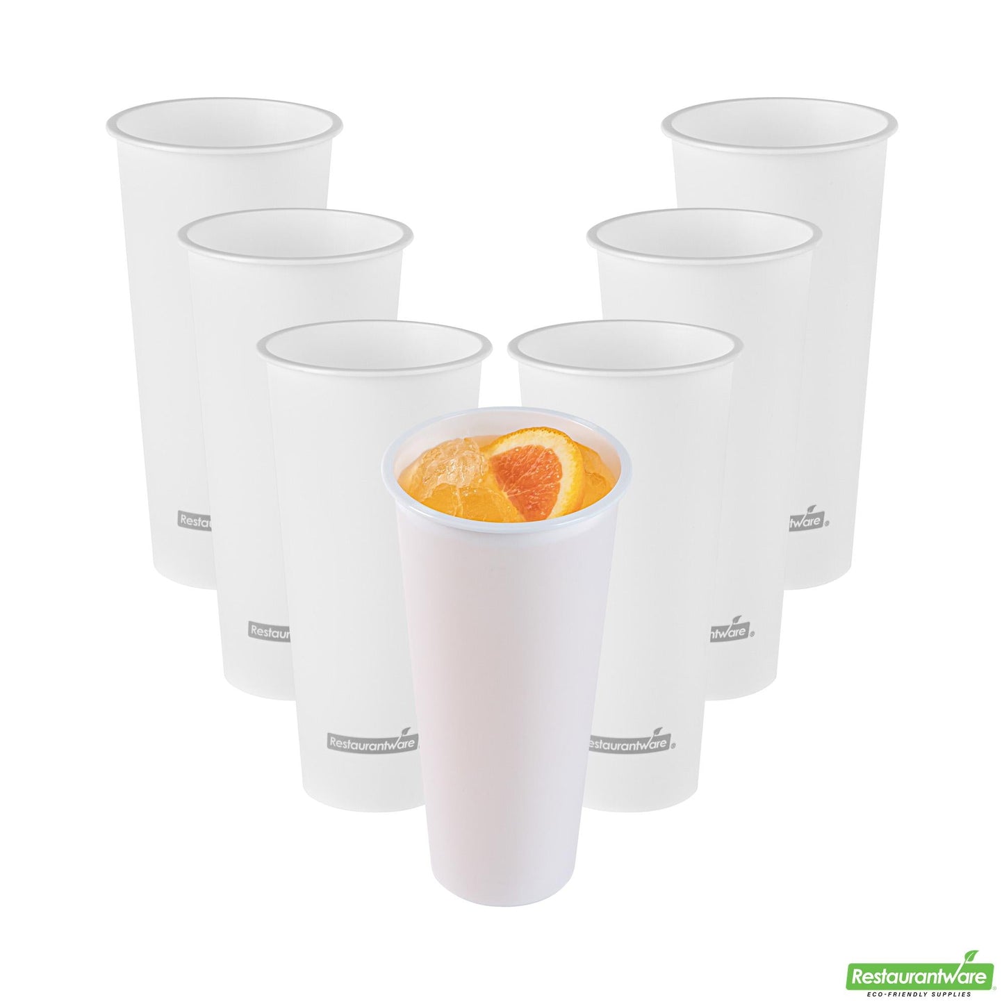 Wholesale Restaurantware 24 Oz Round Matte White Plastic Hot / Cold Drinking Cup - 3.5" X 3.5" X 7.0"- Bulk