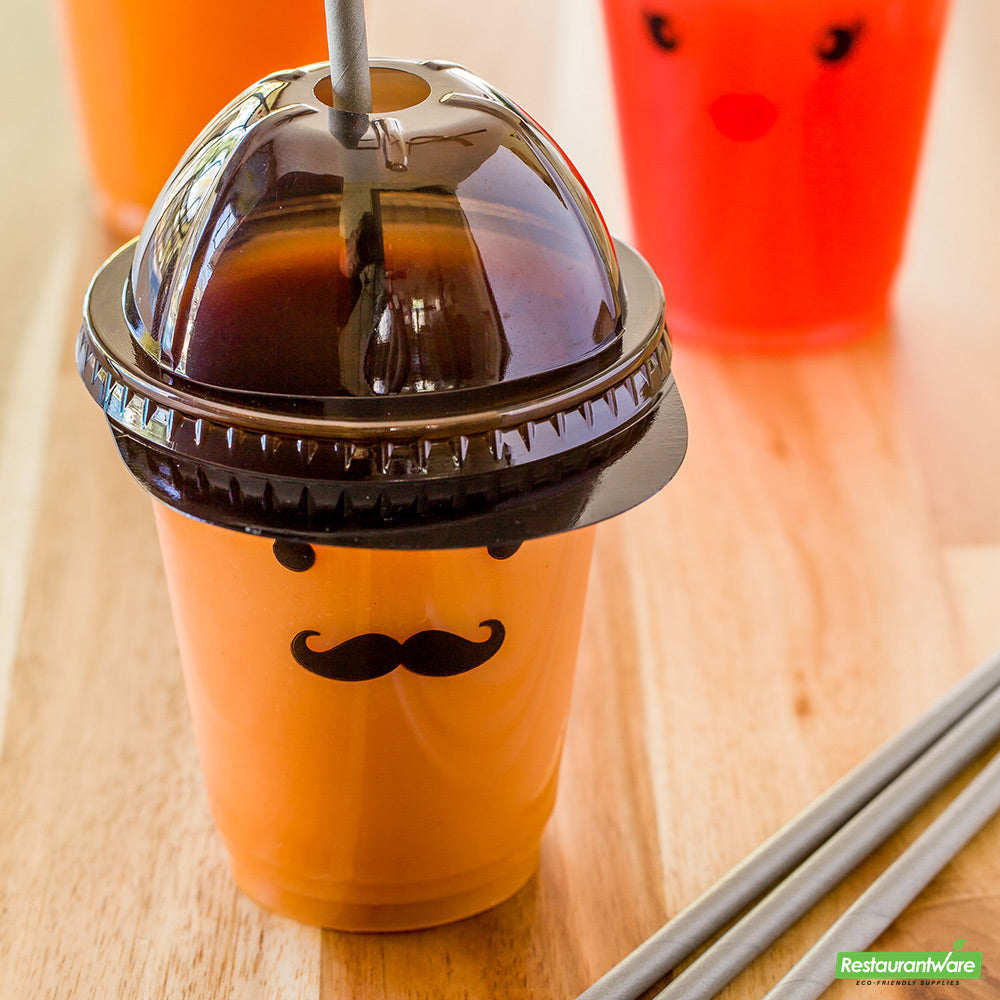 Wholesale Restaurantware Visage Black Plastic Baseball Cap Dome Lid - Fits 9, 12 and 16 Oz- Bulk