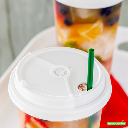 Wholesale Restaurantware White Plastic 2-in-1 Straw or Sip Coffee Cup Lid - Fits 8, 12, 16 and 20 Oz- Bulk