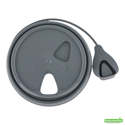 Wholesale Restaurantware Gray Plastic Pop Lock Coffee Cup Lid - Fits 8, 12, 16 and 20 Oz- Bulk