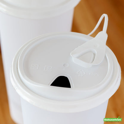Wholesale Restaurantware White Plastic Pop Lock Coffee Cup Lid - Fits 8, 12, 16 and 20 Oz- Bulk