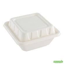 Wholesale Restaurantware Pulp Safe No PFAS Added Square White Sugarcane / Bagasse Serving Bowl Lid - Home Compostable, Fits 160 oz- Bulk
