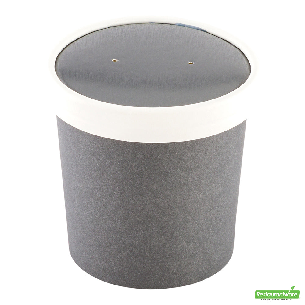 Wholesale Restaurantware Bio Tek Round Gray Soup Container Lid - White Rim, Fits 12 Oz- Bulk
