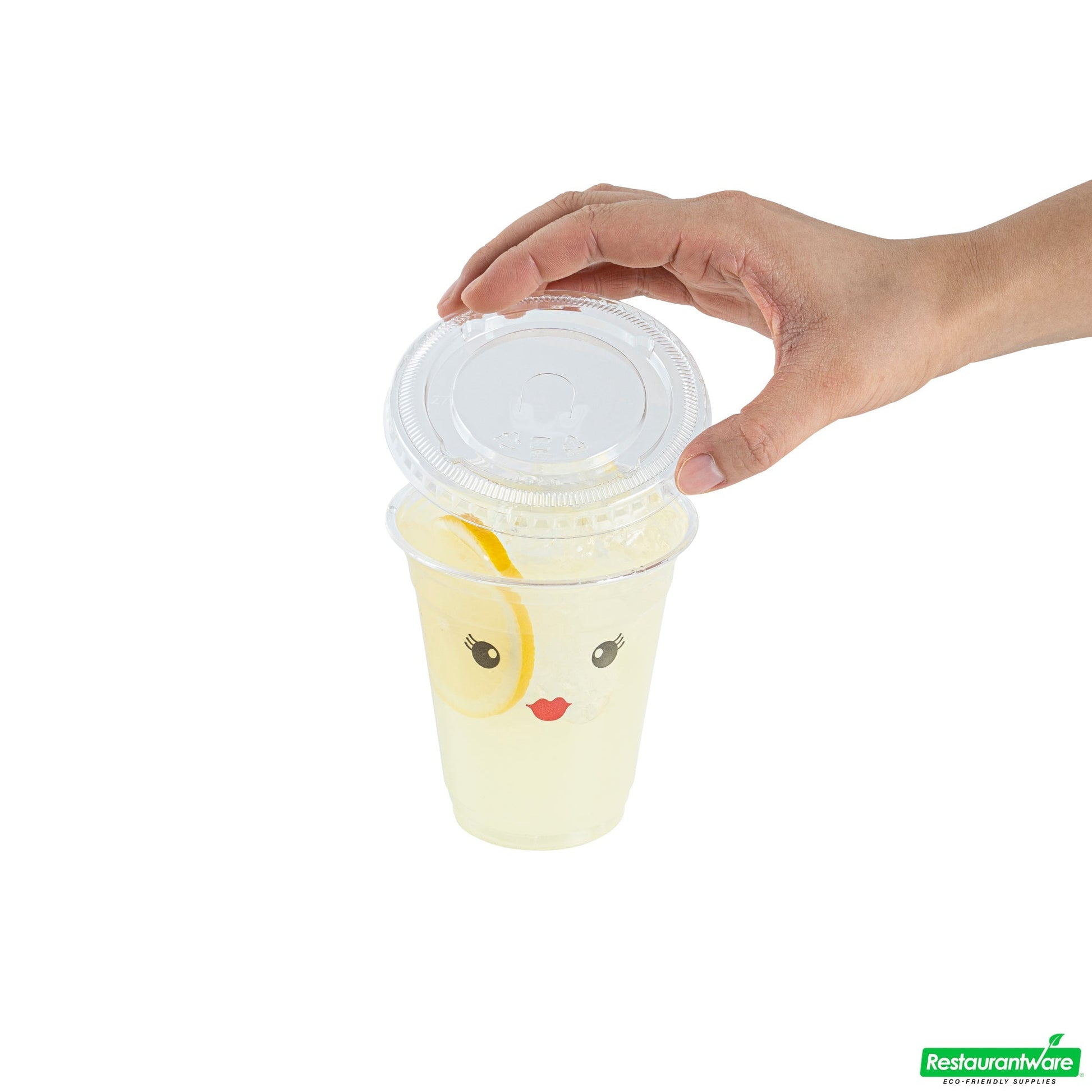 Wholesale Restaurantware Visage Round Clear Plastic Flat Lid - Fits 9, 12 and 16 Oz- Bulk