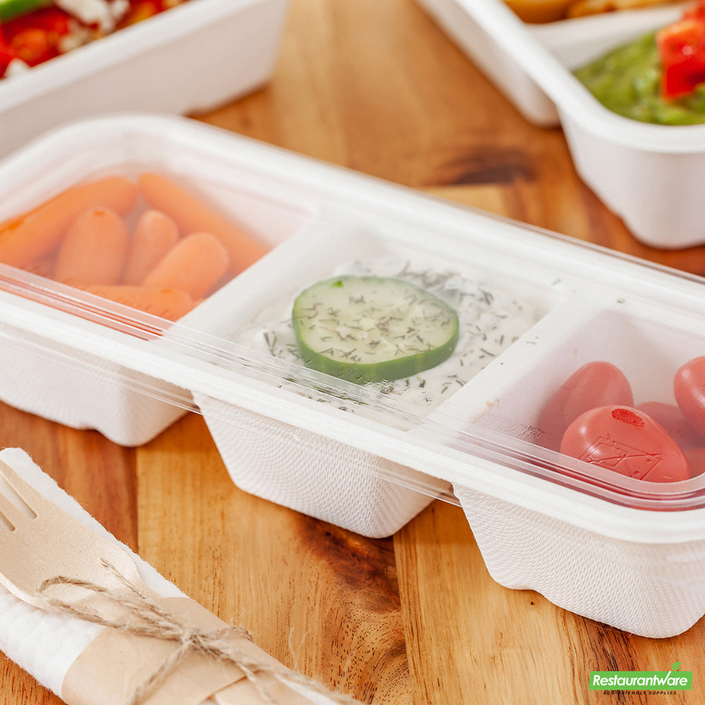 Wholesale Restaurantware Pulp Tek Rectangle Clear Plastic Flat Lid - Fits Bagasse Catering Container- Bulk